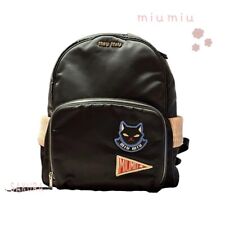 miumiu backpack cat applique backpack nylon black From Japan