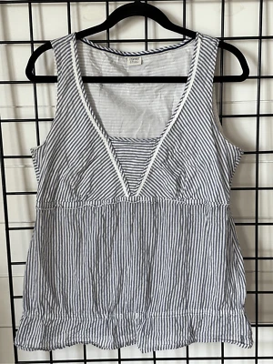 Top sin mangas de algodón a rayas Esprit para mujer 10 azul blanco casa costera preppy Foto 1 de 4