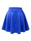Womens Basic High Waisted Stretch Flared Pleated Plain Mini Skater Skirt NEWSK06