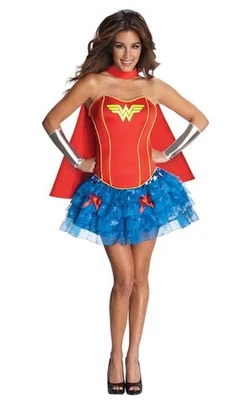 WONDER WOMAN SUPERHERO CORSET TUTU ADULT WOMENS FANCY DRESS COSTUME - image 1 of 2