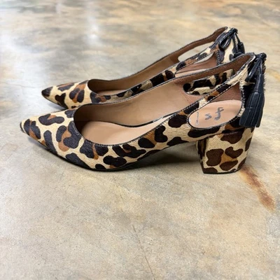 Tacones bloque de pelo de becerro estampado de leopardo suela francesa fs/ny talla 7 Foto 1 de 4