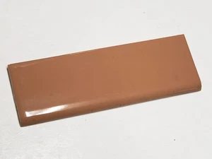 Vtg. '60s One TILECREST Ceramic Edge Tile Mocha Brown Glossy bullnose 6x2 NOS - Picture 1 of 4