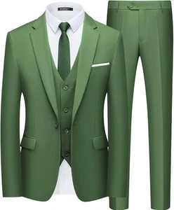 WULFUL Men’s Slim Fit Suit One Button 3-Piece Blazer Dress Business Wedding...  - Picture 1 of 257