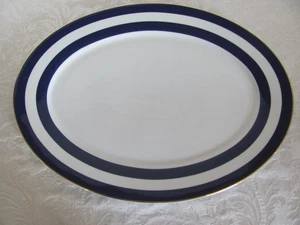 Ralph Lauren Zuschauer Kadett - blaue Bänder/Goldrand - 16 1/2" große Servierplatte - Bild 1 von 7