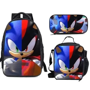 3-teiliges Set Neu Cartoon Mahlzeit Tasche Sonic Mittagessen Tasche Federtasche Primär und Mitte - Bild 1 von 19
