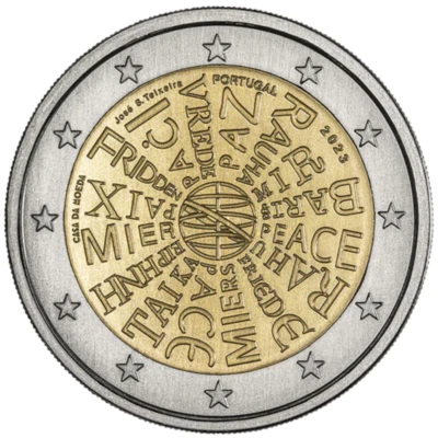 Moneda UNC Portugal 2023 € 2 euros sin circular - Paz (Ucrania) Foto 1 de 2