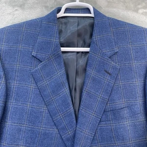 Bullock & Jones Blazer Uomo Taglia 48R Tuta Giacca Due Bottoni Plaid Lana USA Casual - Foto 1 di 16