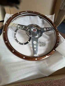 Mg Mgb Mgb Gt Midget 70 auf 14 Zoll Flat Woodrim Classic S/Wheel Horn auf Stiel - Bild 1 von 8