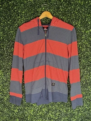Sudadera con Capucha Ligera Cremallera Completa Quicksilver Azul y Rojo Rayas Talla S Foto 1 de 4