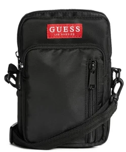 New GUESS Men's Black Red Logo Lightweight Travel Crossbody Phone Bag Handbag - Picture 1 of 3