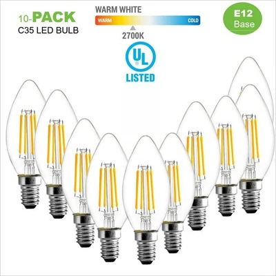 C35/B11 4W LED Light Bulbs 40 Watt Equivalent Not-Dimmable E12 Chandeliers Bulb - Image 1 of 4