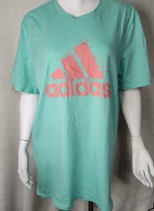 Adidas large splash pink and sea blue short sleeve shirt FLAW - Picture 1 of 9