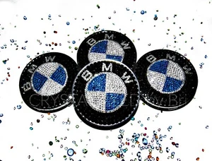 4 BMW AUSTRIAN CRYSTAL Center Caps Wheel Rim Car Bling Bedazzled I8 M3 M4 X1 X5 - Picture 1 of 4