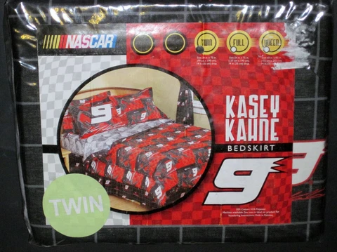Kasey Kahne Twin Size Bed Skirt No 9 Nascar Racing Motorsports Black Red NIP Cover