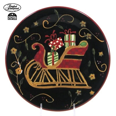 Certificado Intl HOLIDAY GREETINGS - TRINEO DE SANTA 8.5" Plato de ensalada Susan Winget Foto 1 de 4
