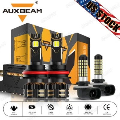 AUXBEAM Canbus 9007 881 LED Headlight Hi-Lo Beam Fog For Nissan Altima 1998-2001 - Image 1 of 4