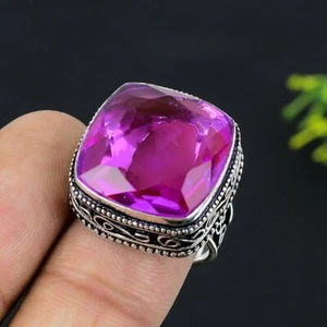 Rosa Amethyst Handarbeit 925 Sterlingsilber Schmuck Ring Größe 8 X-Mas Geschenk O320 - Bild 1 von 4