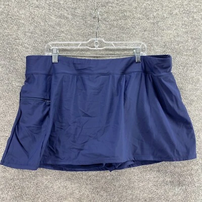 Unbranded Bikini Bottom Women 20W Plus Blue Short Pull On Mid Rise Swim Skort - Image 1 of 4