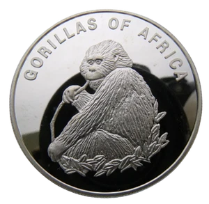 UGANDA 1000 SHILLINGS 2003 ANIMAL GORILLA EATING - BIG HEAVY PLATED COIN - Picture 1 of 4