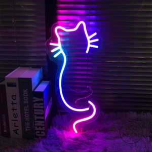Letrero de neón personalizado gato multicolor luz de neón acrílico para dormitorio decoración fiesta bar - Imagen 1 de 12