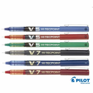 PILOT HI-TECHPOINT V7 0.7 LIQUID INK ROLLERBALL PEN BLACK RED BLUE GREEN - Picture 1 of 6