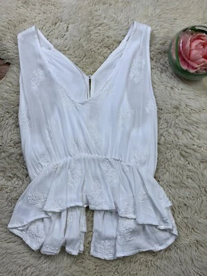 Lush Womens Medium Off-White Button Racer Back Tank Top - Imagem 1 de 4