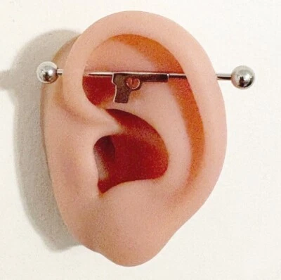 GUN INDUSTRIAL BARBELL 316L Surgical Steel  14g 1-1/2" Length. - Image 1 of 4