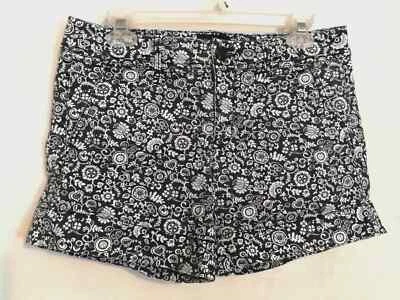 American Eagle 女式短裤 6 蓝色白色卡其色斜纹布花卉弹力口袋 — 第 1/4 张图片