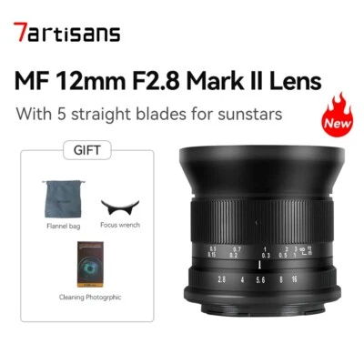 7artisans 12mm F2.8 Mark II APS-C Super Ultra Wide Angle Lens For E/FUJIFX/M43 - Image 1 of 4