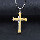 5 Pcs Gold Long Link Cross Necklaces Crucifix Pendant Chain Religiou Christian