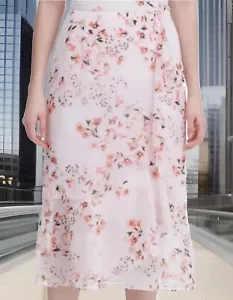 Calvin Klein NWT Women’s Size 6 Ruffled Floral Print Knee Length Skirt - Picture 1 of 7