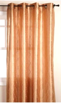 窗帘索环板人造丝绸刺绣 55 英寸 X 84 英寸哈德逊褶边 — 第 1/4 张图片