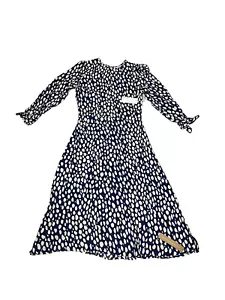 NUEVO Vestido Midi Reformation Port Abstracto Azul Blanco Lunares Talla 8 Ropa de Trabajo Boho - Imagen 1 de 16