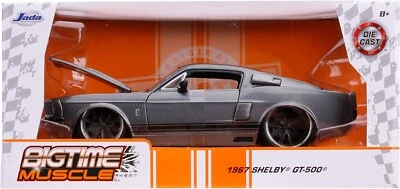 Jada 1/24 Scala Big Time Muscle 1967 Shelby GT500, Grigio Con Strisce Nere 31452 - Immagine 1 di 4
