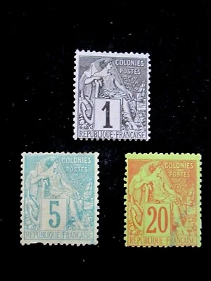 FRENCH COLONIES - SCOTT# 46,49,52 - MH - CAT VAL $64.50 - Image 1 of 2