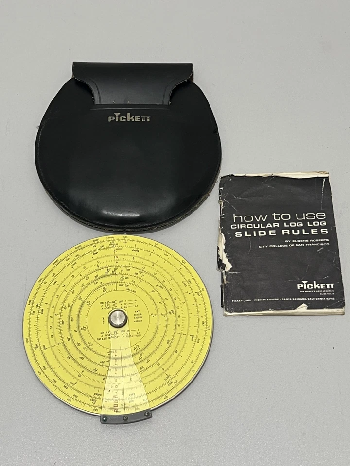 Rare Pickett 111ES Circular Slide Rule with Original Leather Case and Handbook - Image 1 of 4