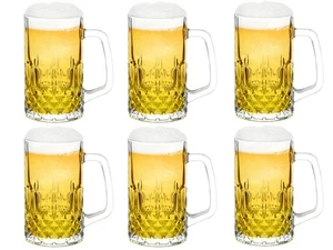 Juego de tazas de cerveza pesadas, tazas de vidrio de 20 oz con mango, vasos de cerveza para congelador, 6... - Imagen 1 de 6