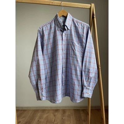 Camisa de vestir Hackett London a cuadros en zigzag con botones talla M - Imagen 1 de 4