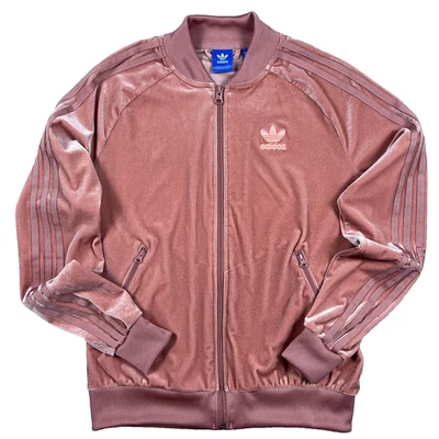 Adidas Originales Chaqueta de Pista Terciopelo Vibraciones SST Rosa Crudo Polvoriento Para Mujer Pequeña Foto 1 de 4