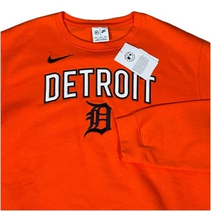 Detroit Tigers Mens Size XXl Nike Sweater Orange Crewneck Swoosh New Nwt - Imagen 1 de 8
