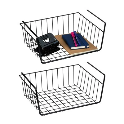 Unterregalhängekorb Drahtkorb Hängekorb Schreibtischkorb Einhängekorb 2er Set - Bild 1 von 4