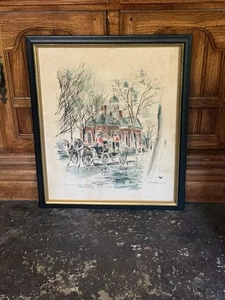 Vintage John Haymson Colonial Court House - Williamsburg Watercolor Print - Picture 1 of 21