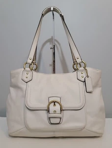 Coach Campbell Belle Carryall Shoulder Bag Tote Ivory White Leather F24961 - Picture 1 of 18