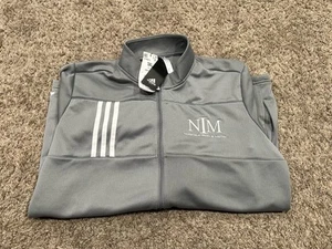 NWT ADIDAS 3XL MENS GREY ZIP UP GOLF JACKET Norfolk Iron & Metal Logo On Front - Picture 1 of 4