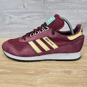 Adidas Originals New York Maroon Burgundy Gold UK Size 10 Suede Trainers Rare - Picture 1 of 18