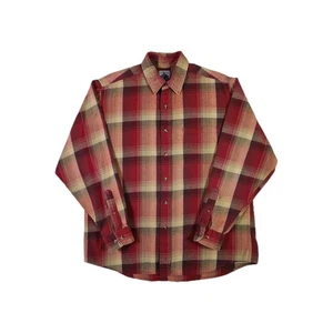 VINTAGE Cambridge Classics Plaid Flannel Shirt Large Red Long Sleeve Button Up - Picture 1 of 9