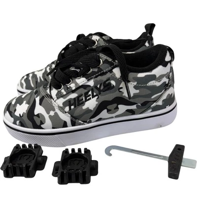 Tenis con ruedas Heelys Pro 20 estampados juveniles talla 2 gris carbón camuflaje lona Foto 1 de 4