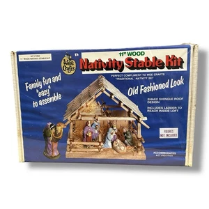 Wee Crafts Wood Nativity Stable Kit Accents Unlimited 11" #1252 NIB SEALED - Picture 1 of 9