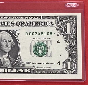 1999 STAR NOTE $1 DOLLAR BILL ( CLEVELAND D ) SCARCE - UNCIRCULATED - Picture 1 of 3