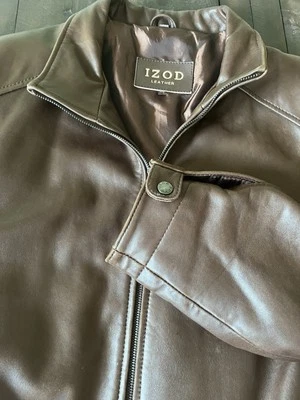 Chaqueta de cuero marrón vintage Izod para hombre talla XL bolsillo interior Foto 1 de 4